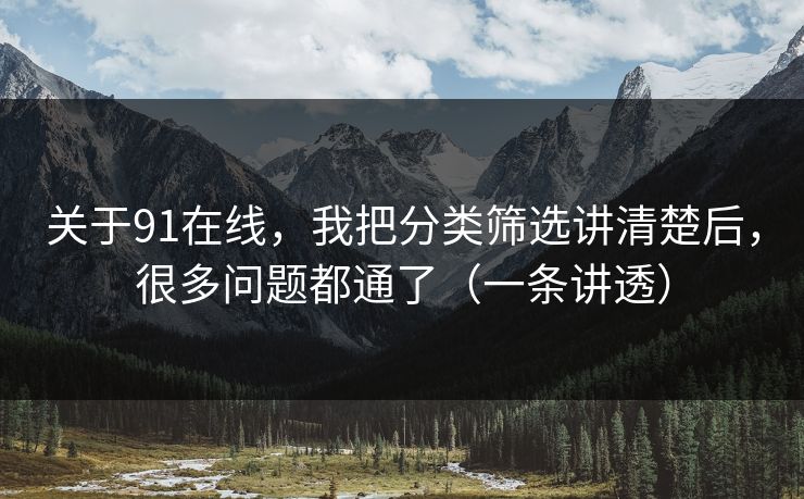 关于91在线，我把分类筛选讲清楚后，很多问题都通了（一条讲透）